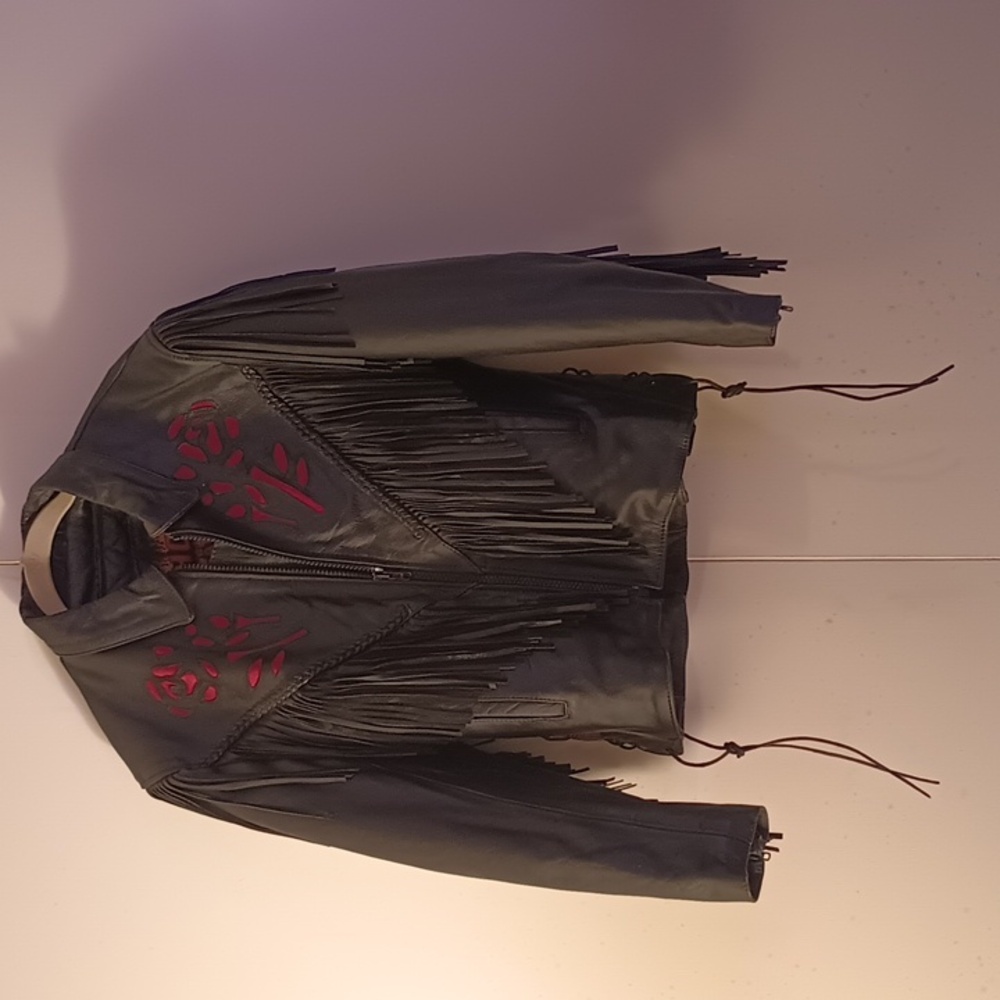 Hot leathers , black size small French ladies, motorcycle jacket